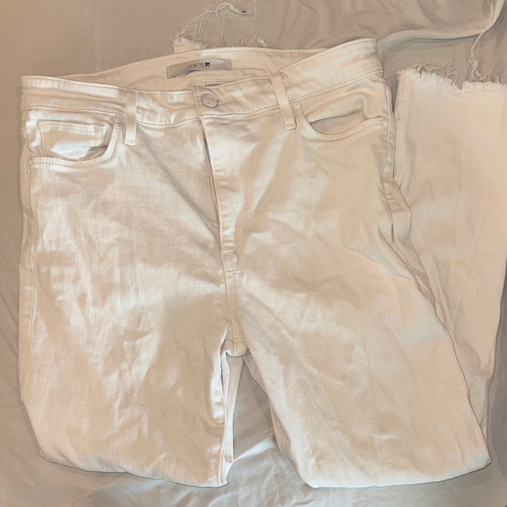 Joe’s Jeans high rise skinny ankle white jeans raw hem
